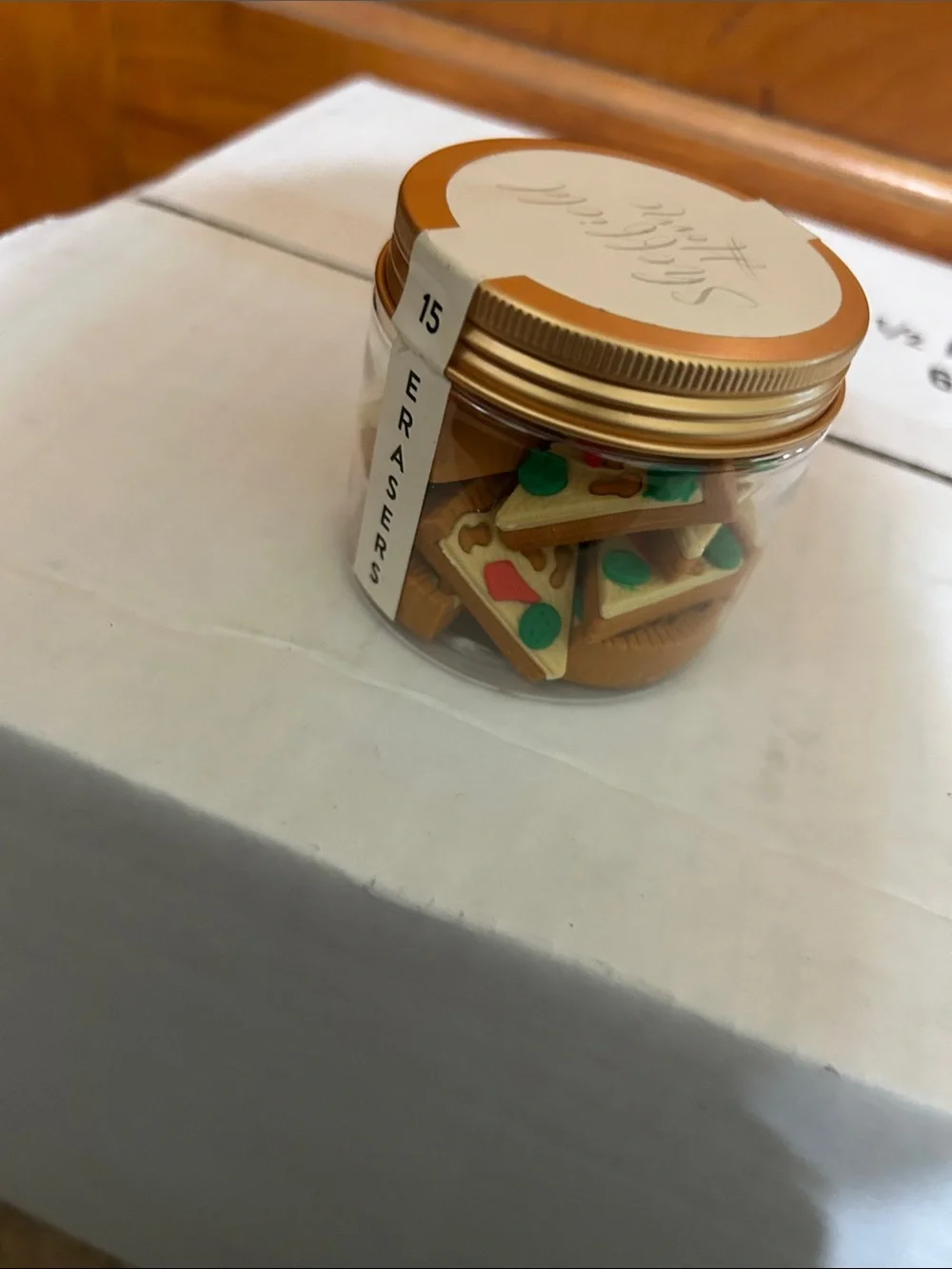 Sheffield Home Pizza Slice Erasers in Brown, Green & Red